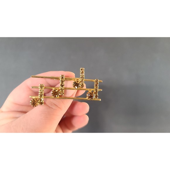 Rhinestone Musical Notes Brooch - Picture 3 of 10